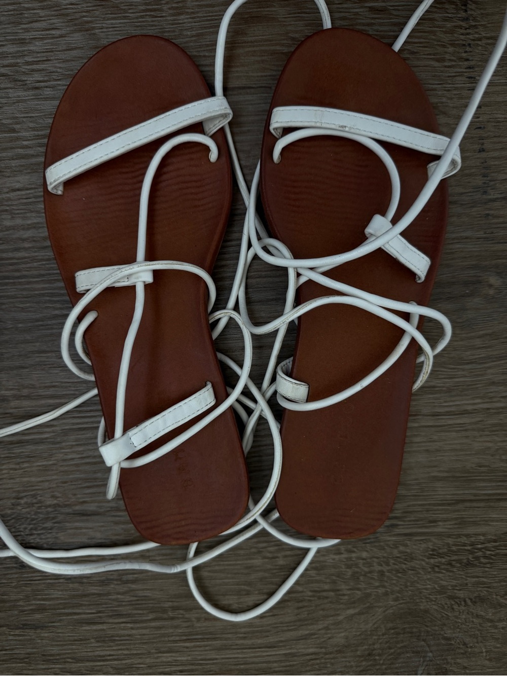 Women's White Strappy Lace-Up Sandals